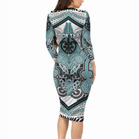 Aotearoa Iwi Ngati Paoa Personalised Long Sleeve Bodycon Dress Maori Kowhaiwhai Pattern