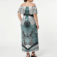 Aotearoa Iwi Ngati Paoa Personalised Off Shoulder Maxi Dress Maori Kowhaiwhai Pattern