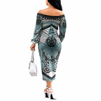 Aotearoa Iwi Ngati Paoa Personalised Off The Shoulder Long Sleeve Dress Maori Kowhaiwhai Pattern
