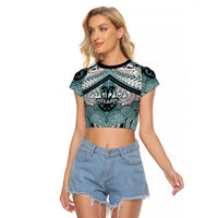 Aotearoa Iwi Ngati Paoa Personalised Raglan Cropped T Shirt Maori Kowhaiwhai Pattern