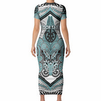 Aotearoa Iwi Ngati Paoa Personalised Short Sleeve Bodycon Dress Maori Kowhaiwhai Pattern