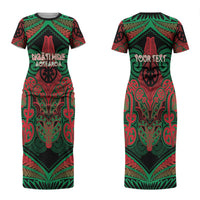 Aotearoa Iwi Ngati Hine Personalised Couples Matching Short Sleeve Bodycon Dress and Hawaiian Shirt Maori Kowhaiwhai Pattern