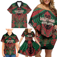 Aotearoa Iwi Ngati Hine Personalised Family Matching Off Shoulder Short Dress and Hawaiian Shirt Maori Kowhaiwhai Pattern