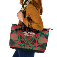 Aotearoa Iwi Ngati Hine Leather Tote Bag Maori Kowhaiwhai Pattern