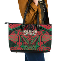 Aotearoa Iwi Ngati Hine Leather Tote Bag Maori Kowhaiwhai Pattern