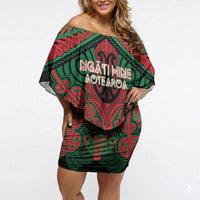 Aotearoa Iwi Ngati Hine Personalised Off Shoulder Short Dress Maori Kowhaiwhai Pattern