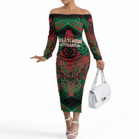 Aotearoa Iwi Ngati Hine Personalised Off The Shoulder Long Sleeve Dress Maori Kowhaiwhai Pattern