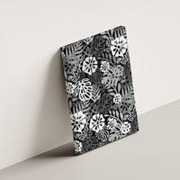 Black Aloha Hawaiian Canvas Wall Art Monstera Hibiscus Tropical Pattern