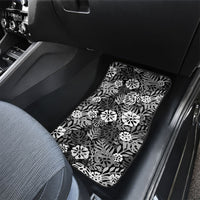 Black Aloha Hawaiian Car Mats Monstera Hibiscus Tropical Pattern