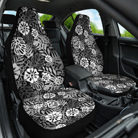 Black Aloha Hawaiian Car Seat Cover Monstera Hibiscus Tropical Pattern