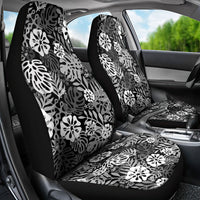 Black Aloha Hawaiian Car Seat Cover Monstera Hibiscus Tropical Pattern