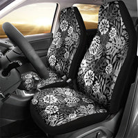 Black Aloha Hawaiian Car Seat Cover Monstera Hibiscus Tropical Pattern