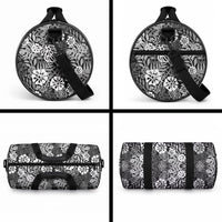 Black Aloha Hawaiian Duffle Bag Monstera Hibiscus Tropical Pattern