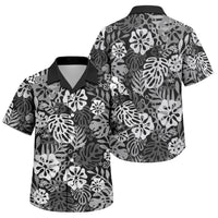 Black Aloha Hawaiian Family Matching Long Sleeve Bodycon Dress and Hawaiian Shirt Monstera Hibiscus Tropical Pattern