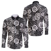 Black Aloha Hawaiian Family Matching Off Shoulder Short Dress and Hawaiian Shirt Monstera Hibiscus Tropical Pattern