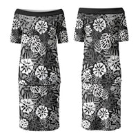 Black Aloha Hawaiian Family Matching Puletasi and Hawaiian Shirt Monstera Hibiscus Tropical Pattern