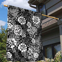 Black Aloha Hawaiian Garden Flag Monstera Hibiscus Tropical Pattern