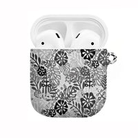 White Aloha Hawaiian AirPods Case Monstera Hibiscus Tropical Pattern