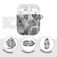 White Aloha Hawaiian AirPods Case Monstera Hibiscus Tropical Pattern