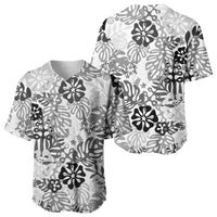 White Aloha Hawaiian Baseball Jersey Monstera Hibiscus Tropical Pattern