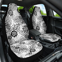 White Aloha Hawaiian Car Seat Cover Monstera Hibiscus Tropical Pattern