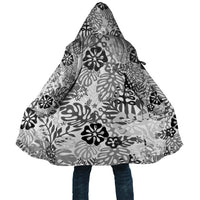 White Aloha Hawaiian Cloak Monstera Hibiscus Tropical Pattern