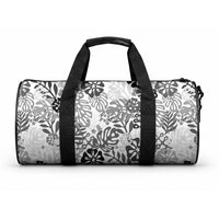 White Aloha Hawaiian Duffle Bag Monstera Hibiscus Tropical Pattern
