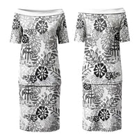 White Aloha Hawaiian Family Matching Puletasi and Hawaiian Shirt Monstera Hibiscus Tropical Pattern