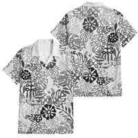 White Aloha Hawaiian Family Matching Puletasi and Hawaiian Shirt Monstera Hibiscus Tropical Pattern