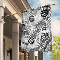 White Aloha Hawaiian Garden Flag Monstera Hibiscus Tropical Pattern