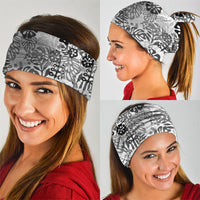 White Aloha Hawaiian Neck Gaiter Monstera Hibiscus Tropical Pattern
