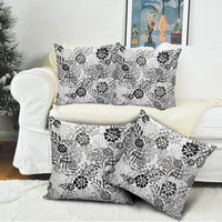 White Aloha Hawaiian Pillow Cover Monstera Hibiscus Tropical Pattern