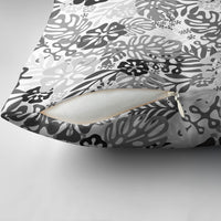 White Aloha Hawaiian Pillow Cover Monstera Hibiscus Tropical Pattern