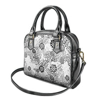 White Aloha Hawaiian Shoulder Handbag Monstera Hibiscus Tropical Pattern