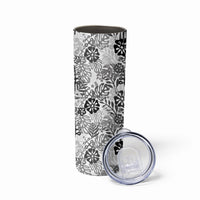 White Aloha Hawaiian Skinny Tumbler Monstera Hibiscus Tropical Pattern