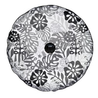 White Aloha Hawaiian Spare Tire Cover Monstera Hibiscus Tropical Pattern