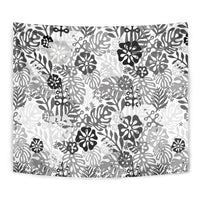White Aloha Hawaiian Tapestry Monstera Hibiscus Tropical Pattern