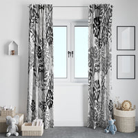 White Aloha Hawaiian Window Curtain Monstera Hibiscus Tropical Pattern