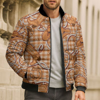 Brown Hawaii Palaka Cowboy Bomber Puffer Jacket Hawaiian Paniolo Festival Spirit