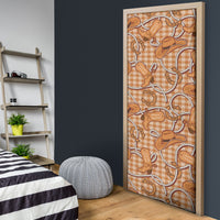 Brown Hawaii Palaka Cowboy Door Cover Hawaiian Paniolo Festival Spirit