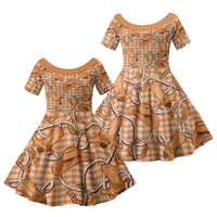 Brown Hawaii Palaka Cowboy Family Matching Mermaid Dress and Hawaiian Shirt Hawaiian Paniolo Festival Spirit
