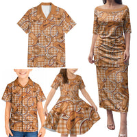 Brown Hawaii Palaka Cowboy Family Matching Puletasi and Hawaiian Shirt Hawaiian Paniolo Festival Spirit