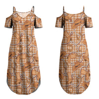Brown Hawaii Palaka Cowboy Family Matching Summer Maxi Dress and Hawaiian Shirt Hawaiian Paniolo Festival Spirit