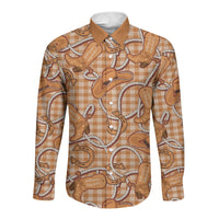 Brown Hawaii Palaka Cowboy Long Sleeve Button Shirt Hawaiian Paniolo Festival Spirit