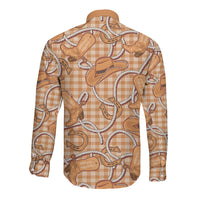 Brown Hawaii Palaka Cowboy Long Sleeve Button Shirt Hawaiian Paniolo Festival Spirit