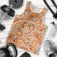 Brown Hawaii Palaka Cowboy Men Tank Top Hawaiian Paniolo Festival Spirit