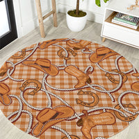 Brown Hawaii Palaka Cowboy Round Carpet Hawaiian Paniolo Festival Spirit