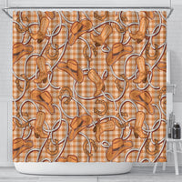 Brown Hawaii Palaka Cowboy Shower Curtain Hawaiian Paniolo Festival Spirit