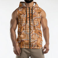 Brown Hawaii Palaka Cowboy Sleeveless Zip Hoodie Hawaiian Paniolo Festival Spirit