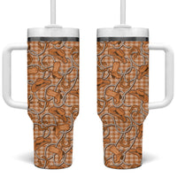 Brown Hawaii Palaka Cowboy Tumbler With Handle Hawaiian Paniolo Festival Spirit